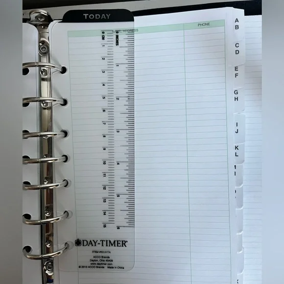 Vintage Day-Timer Black Leather 7-Ring Planner Organizer Binder Snap Like New - Picture 6 of 14